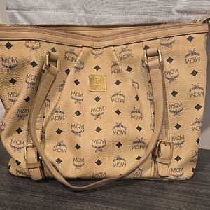 MCM Beige Monogram Tote
